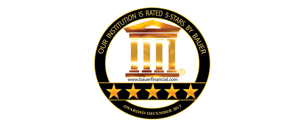 Circle Emblem with 5-Star Rating by Bauer Financial