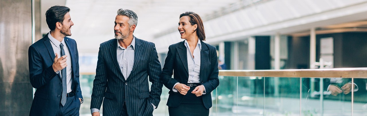 A group of businesspeople walk together