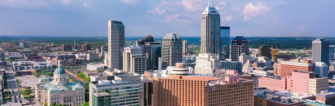 Aerial view of downtown Indianapolis