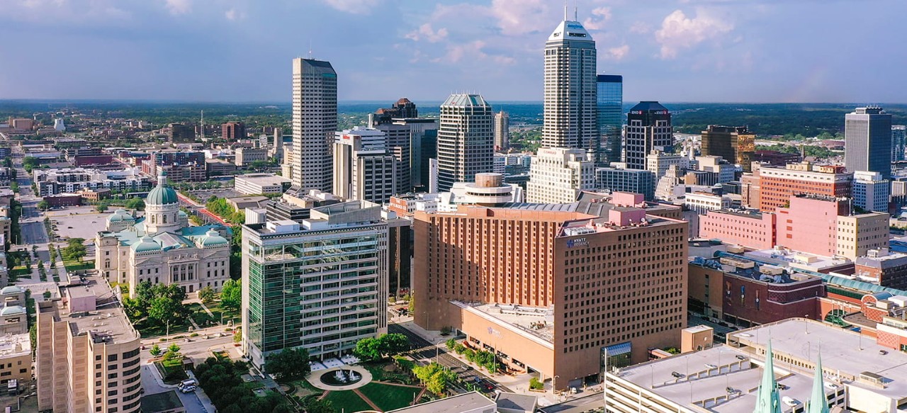 Aerial view of downtown Indianapolis