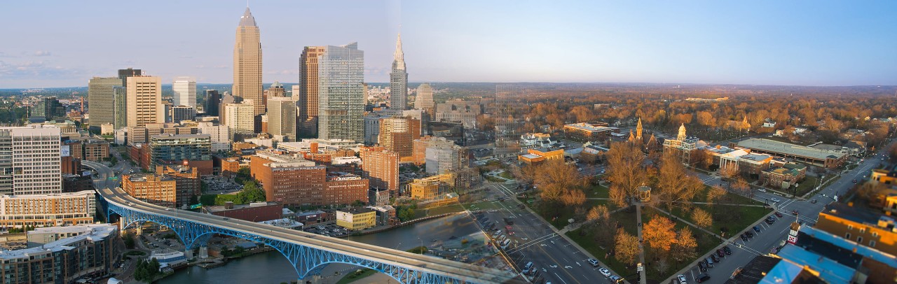 Aerial view of downtown Cleveland