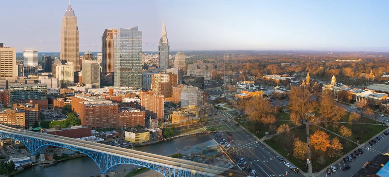 Aerial view of downtown Cleveland