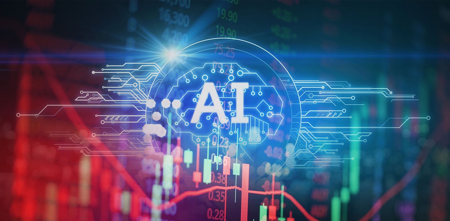 Stock market data displaying in a digital AI interface