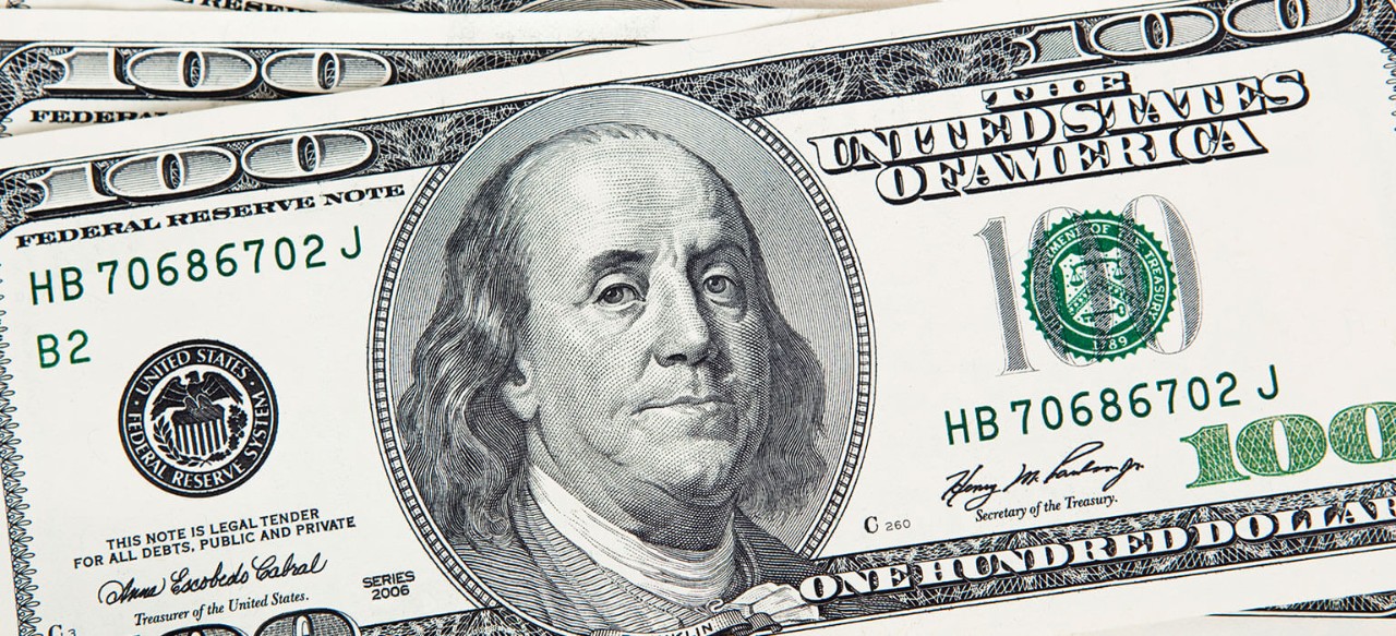 A stack of crisp $100 (USD) bills