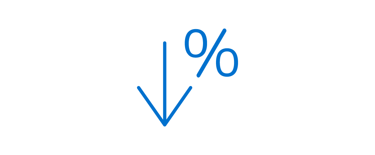 Illustration of a downward pointing arrow with a percent sign