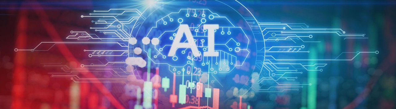 Stock market data displaying in a digital AI interface