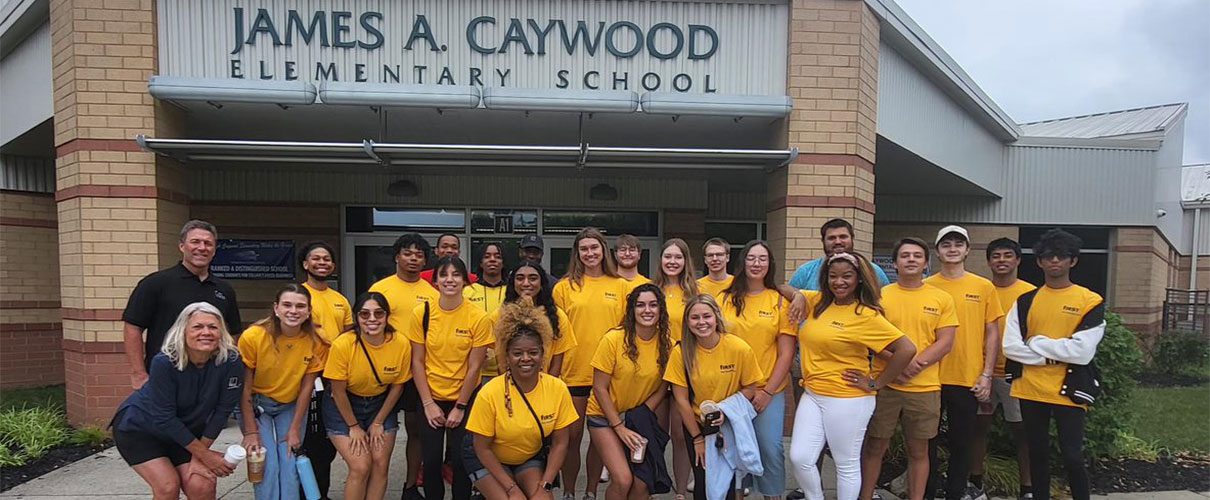 First Financial interns volunteering at James A. Caywood Elementary School